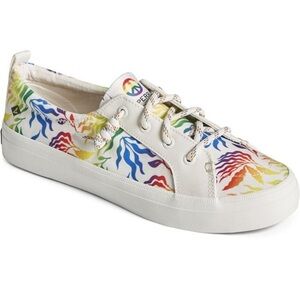 SPERRY Crest Vibe White/Rainbow/Pride Women's Size 8.5